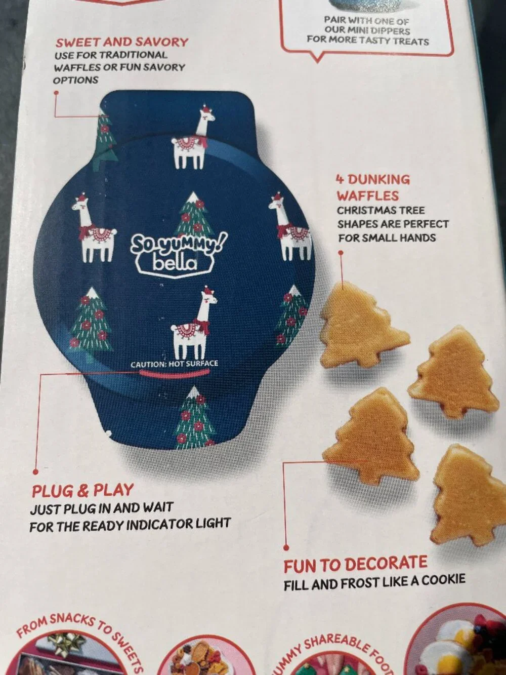 So Yummy by Bella Mini Dunker Waffle Maker (Holiday/Christmas Tree Edition)-NWT